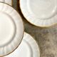 6 flat plates in white and golden Limoges porcelain, Verlaine service