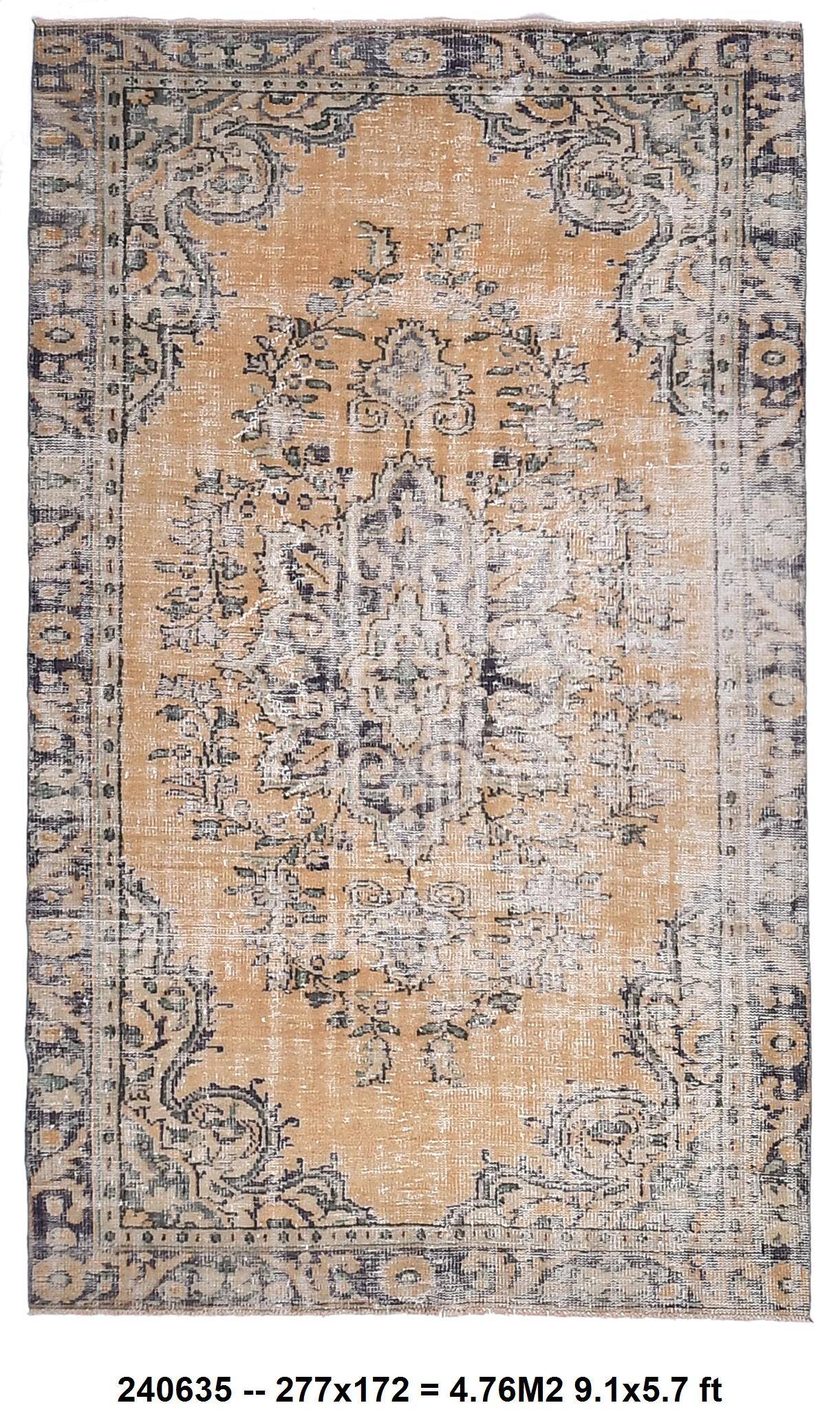 5x9 Peach Orange Handmade Wool Vintage Rug, 172x277Cm SK 240635