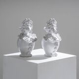 Paire de soliflores têtes de maure en céramique, 1970s