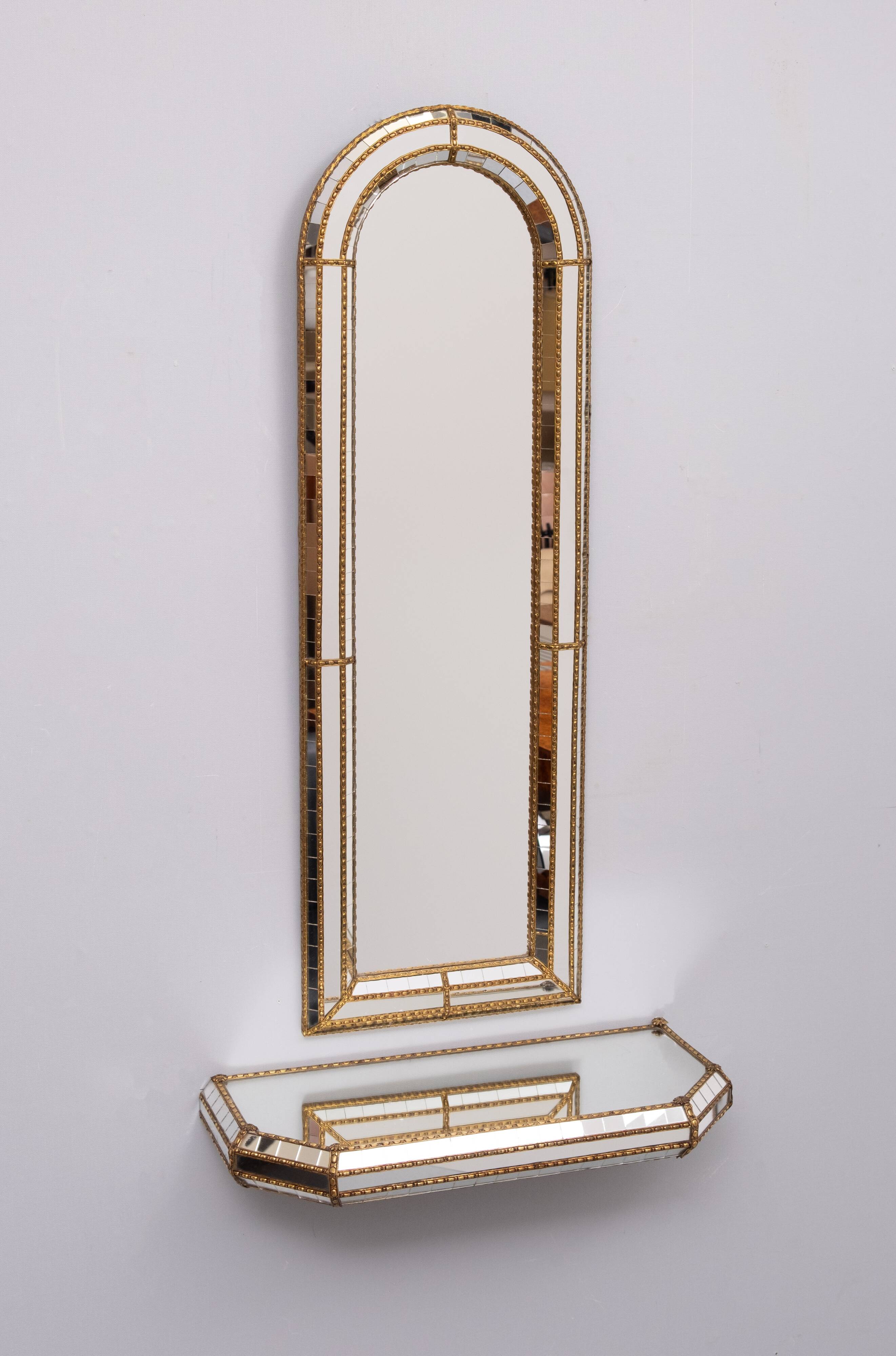 Mosaic Wall Mirror and Console Spain 1970s