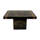 Vintage square black marbled coffee table with gold – central base