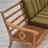 1970s, Danish 3 seater sofa, original condition, furniture wool, solid oak wood.