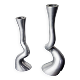 Pair of brutalist candle holders by art3, spain, 1970