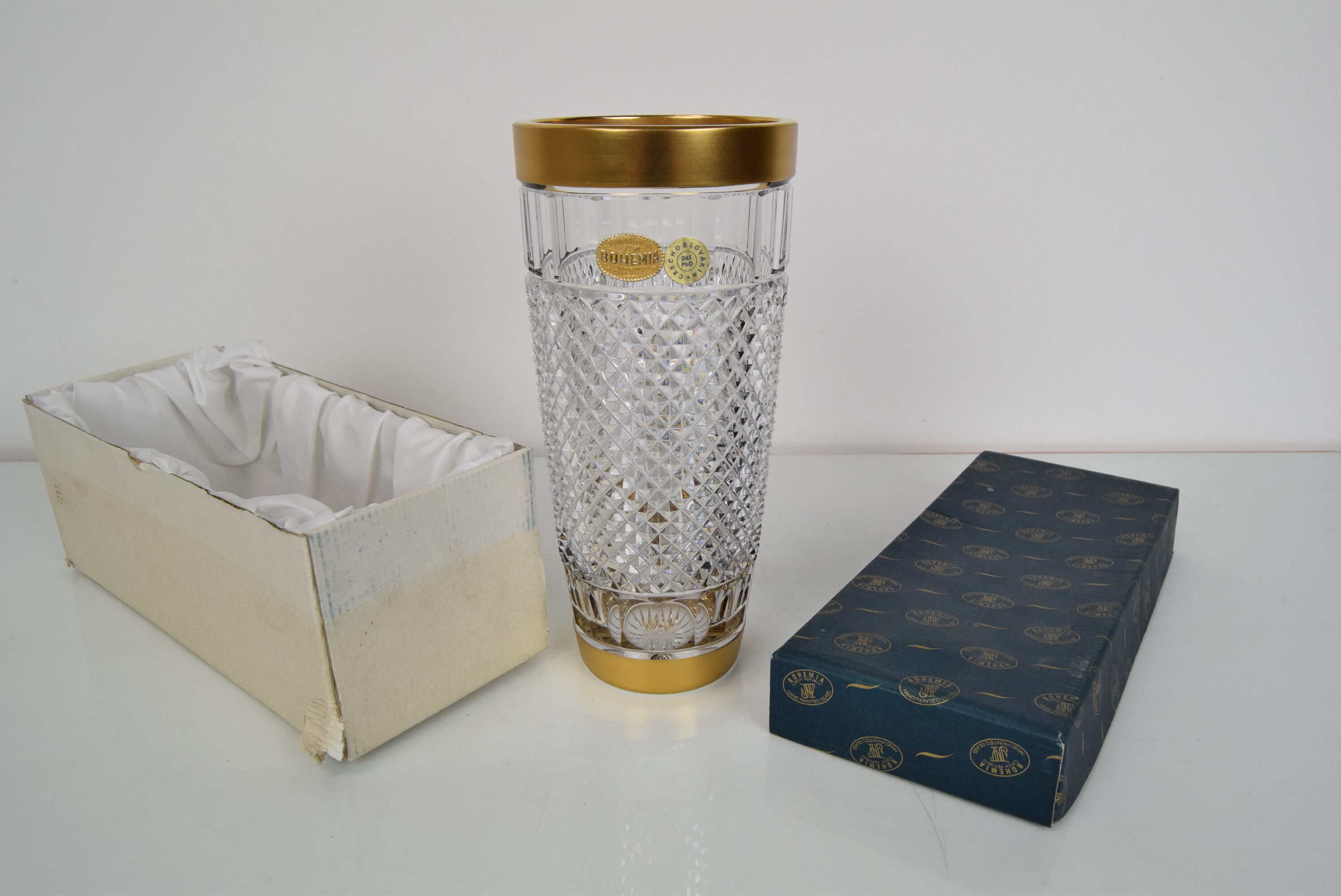 Mid-century glass vase,bohemia crystal,circa 1960's.