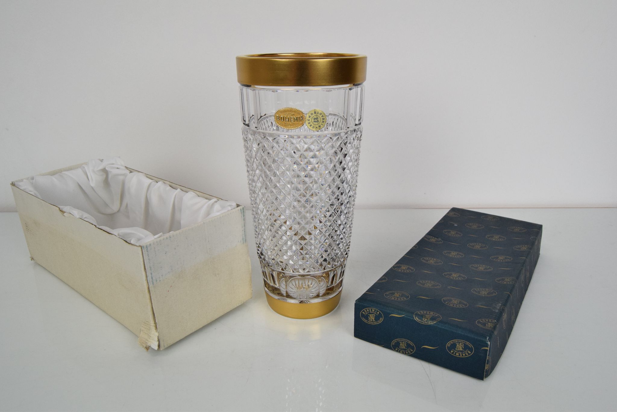 Mid-century glass vase,bohemia crystal,circa 1960's.