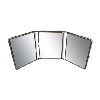 Old triptych & beveled barber mirror 61x25 cm SB