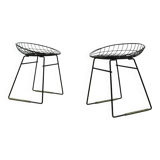 Ensemble de deux tabourets en fil métallique KM05 conçus par Cees Braakman pour Pastoe, 1950
