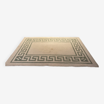 White and green rectangular rug