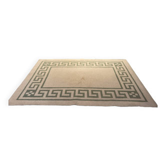 White and green rectangular rug