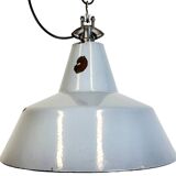 Industrial grey enamel factory pendant lamp, 1960s