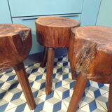 Trio of brutalist tripod stools