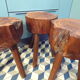 Trio of brutalist tripod stools