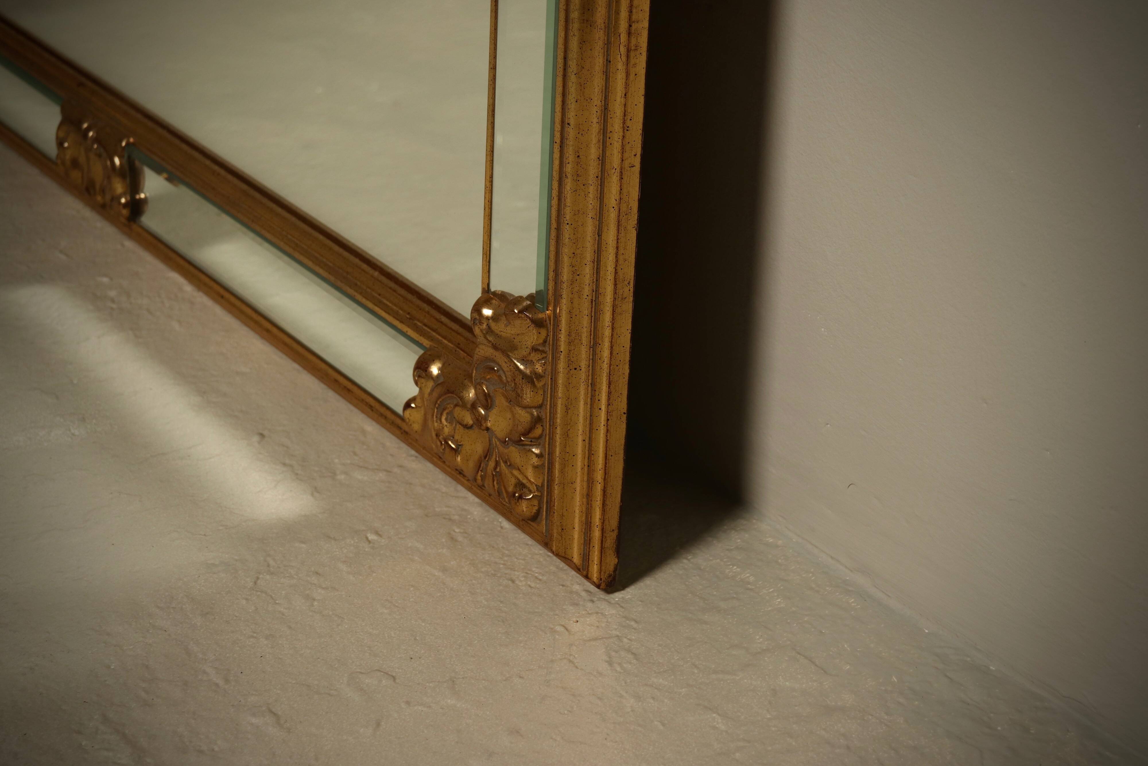 Large Revival Mirror in Gilded Resin by Deknudt Belgium 1980s