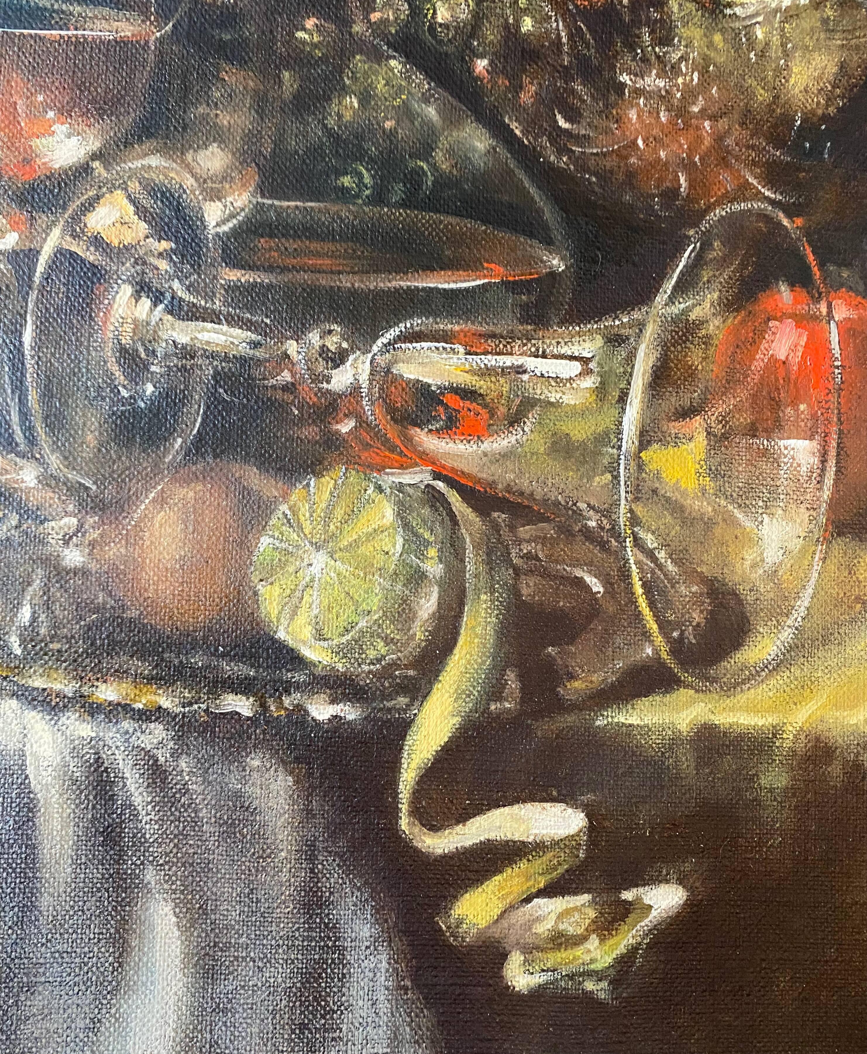 Painting "Still life with lemon" cf. Pieter Claesz by Yoram LUKOV (born in 1940)