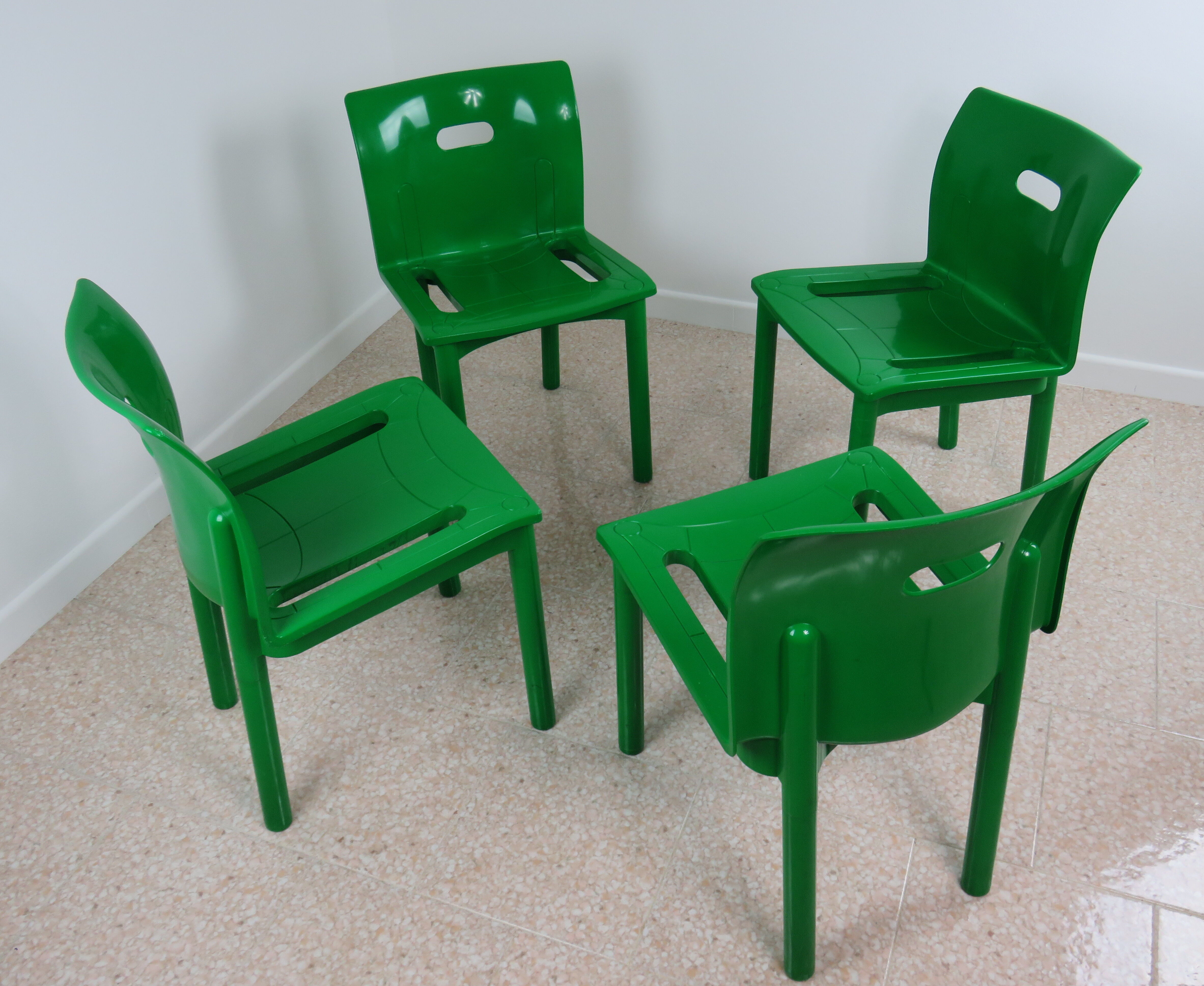 Stackable Chairs K 4870 Design Anna Castelli Ferrieri for Kartell Edition 1985 - - (Set of 4 Pcs)