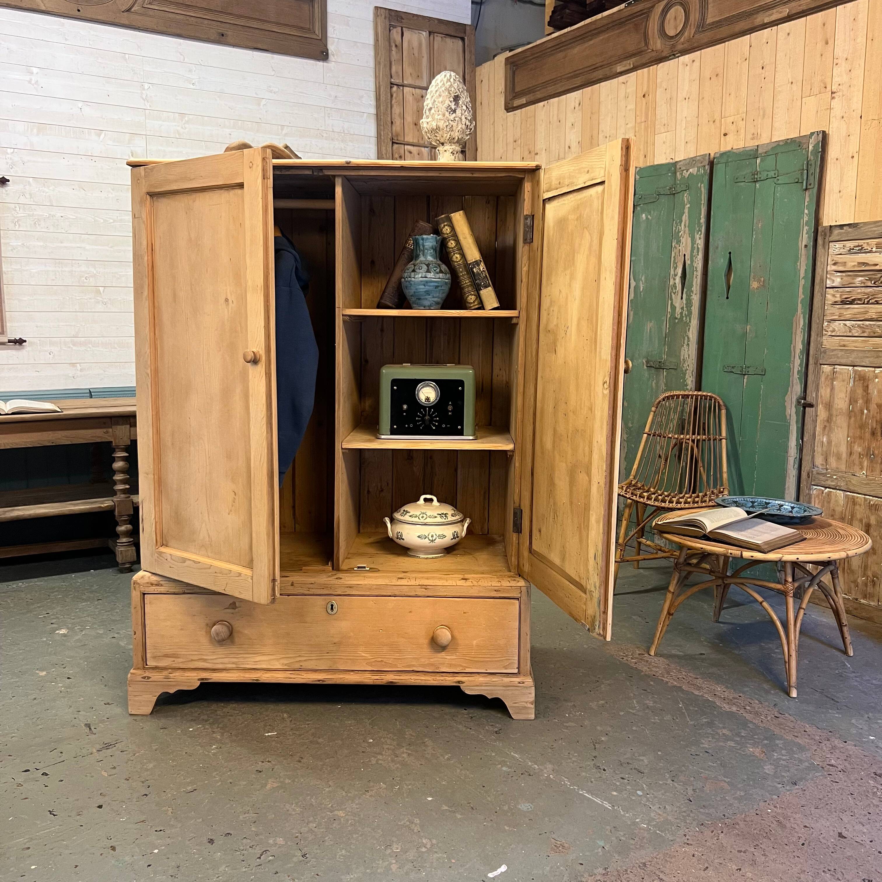 English wardrobe in raw wood
