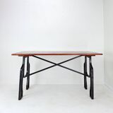 Industrial Bistro Table in Wood and Wrought Iron -
