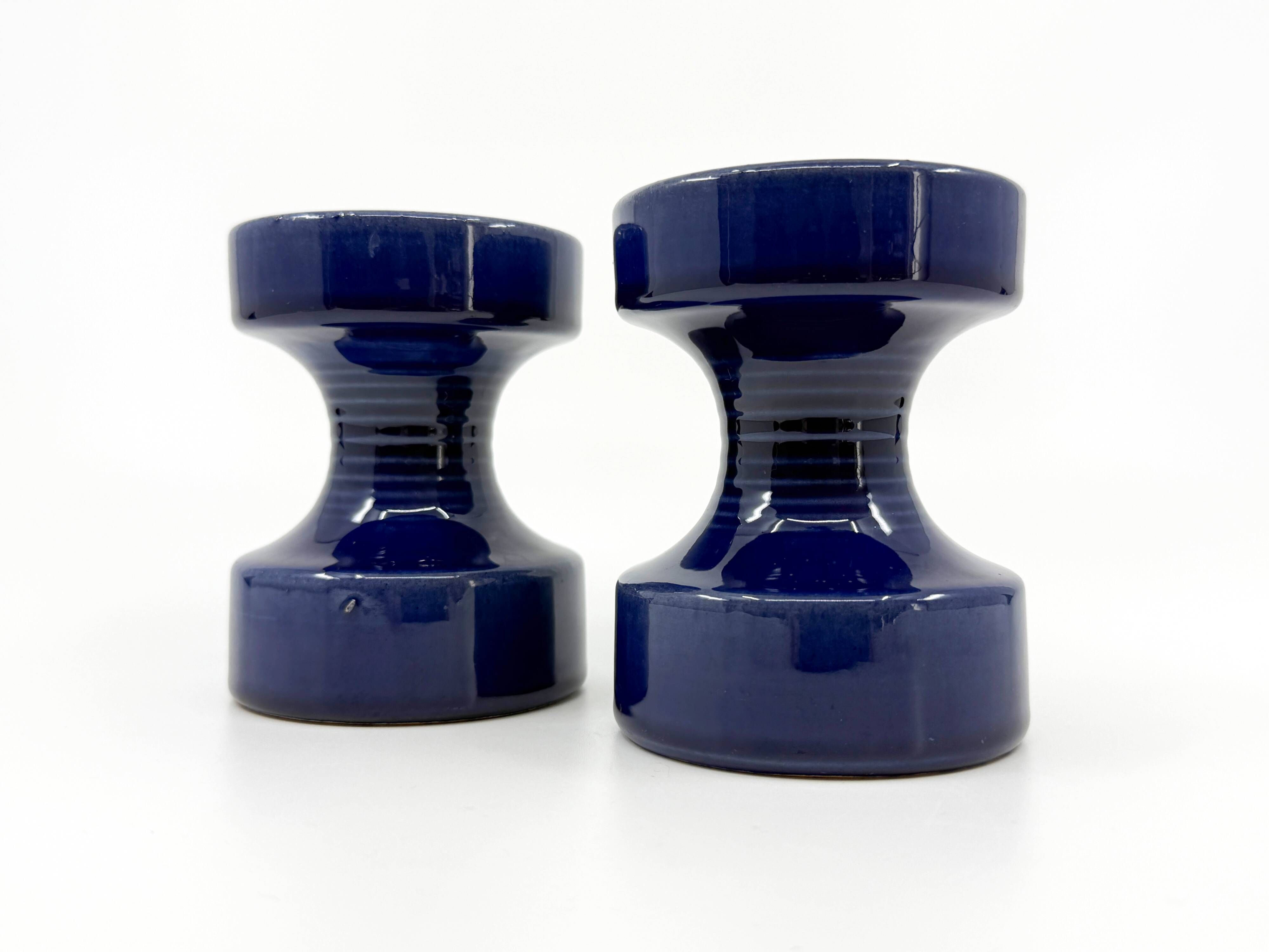 2 ceramic candle holders by Steuler • Design by Cari Zalloni • Circa 60-70