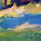 Countryside landscape oil on isorel by charley garry (1891_1973)