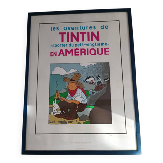 Hergé -tintin en amérique -serigraphie couverture