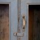 Old art deco display case in original Burmese teak with gray-blue patina