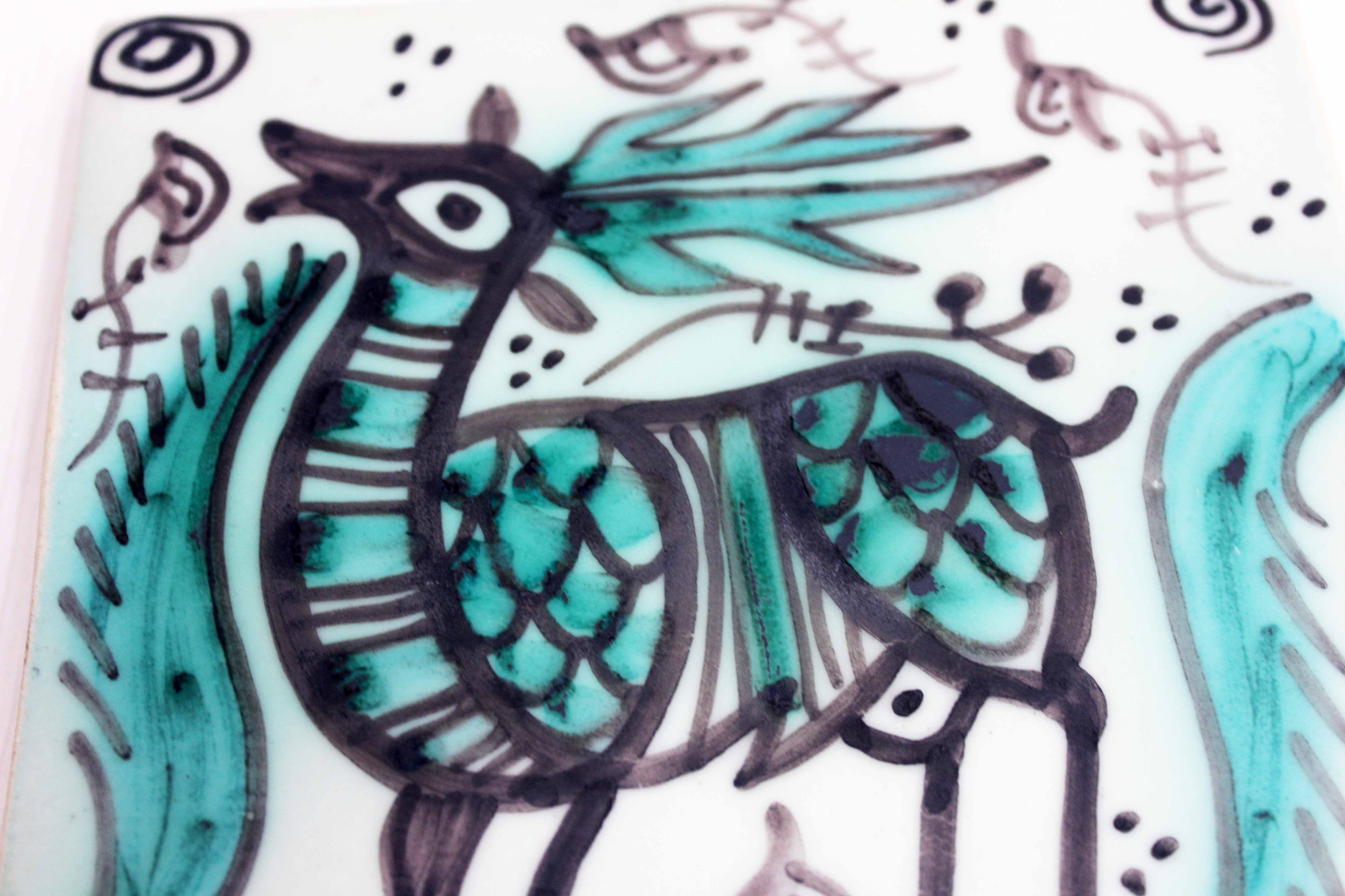 Hand-painted ceramic tile