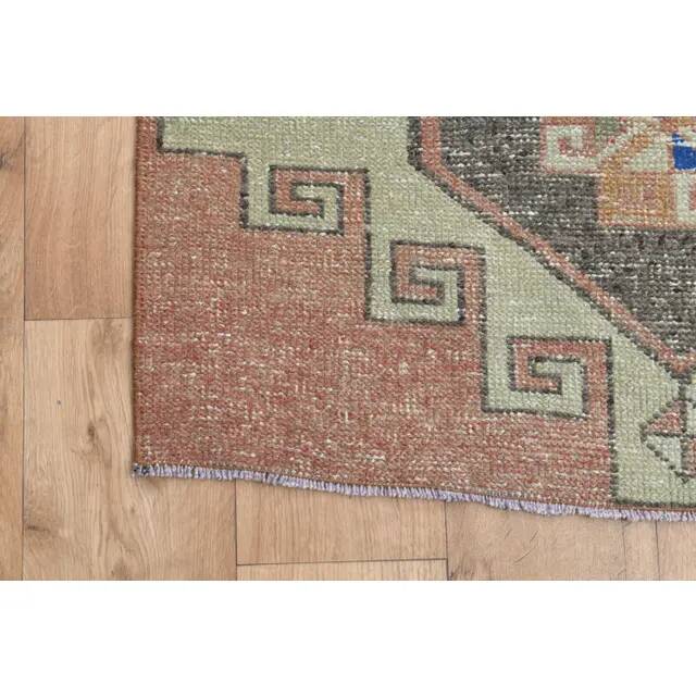 1970s Turkish Oushak Handmade Wool Cotton Orange Runner Rug 84x306