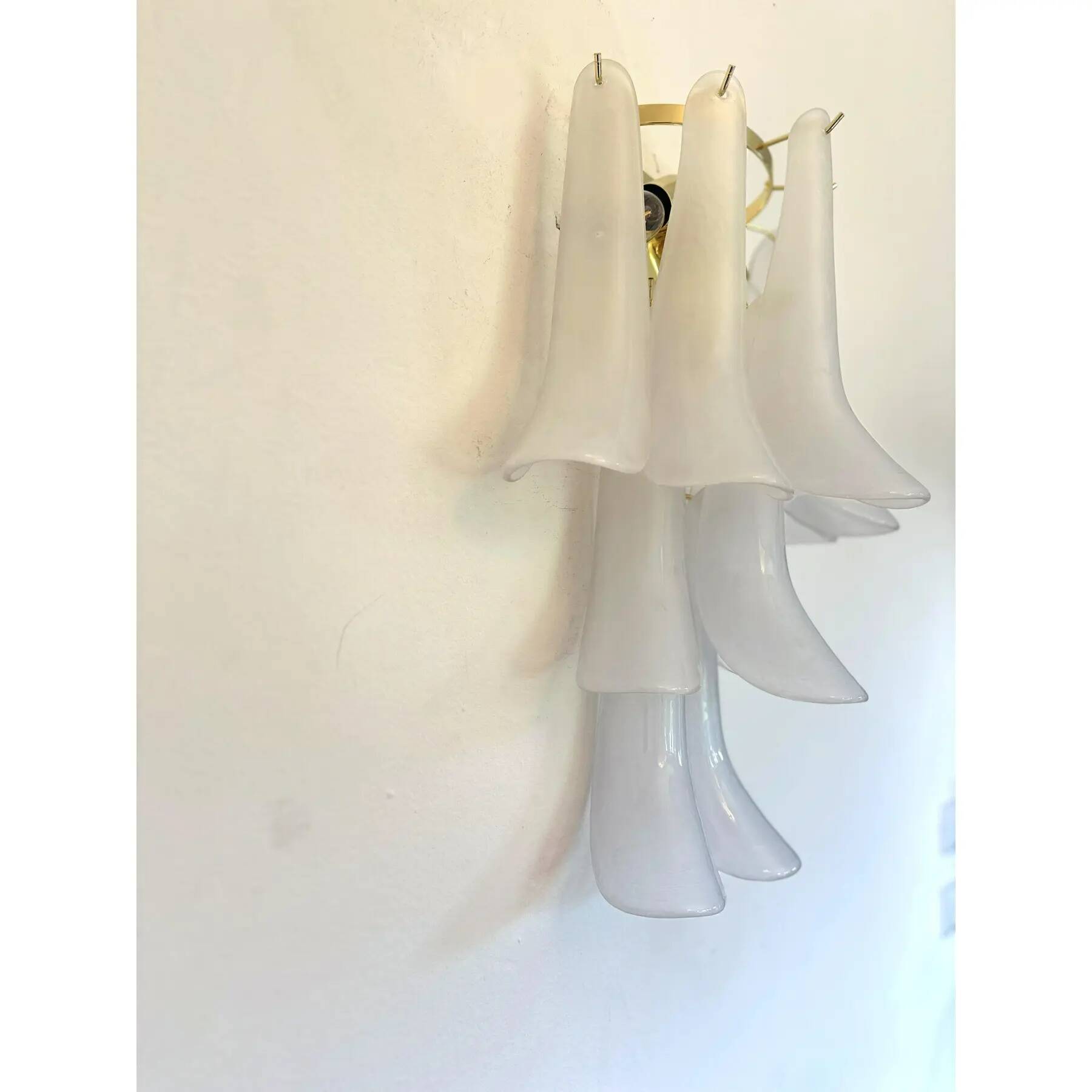 Contemporary Frosted “Selle” Murano Glass Wall Sconce in Mazzega Style