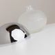 Silver chrome and frosted glass Space-Age liqueur bottle, 1980s Italy, decorative decanter