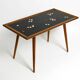Beautiful long Mid Century walnut wood coffee table with a mosaic surface