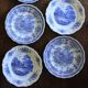 A set of 6 romantic blue Lunéville Sarreguemines flat plates.