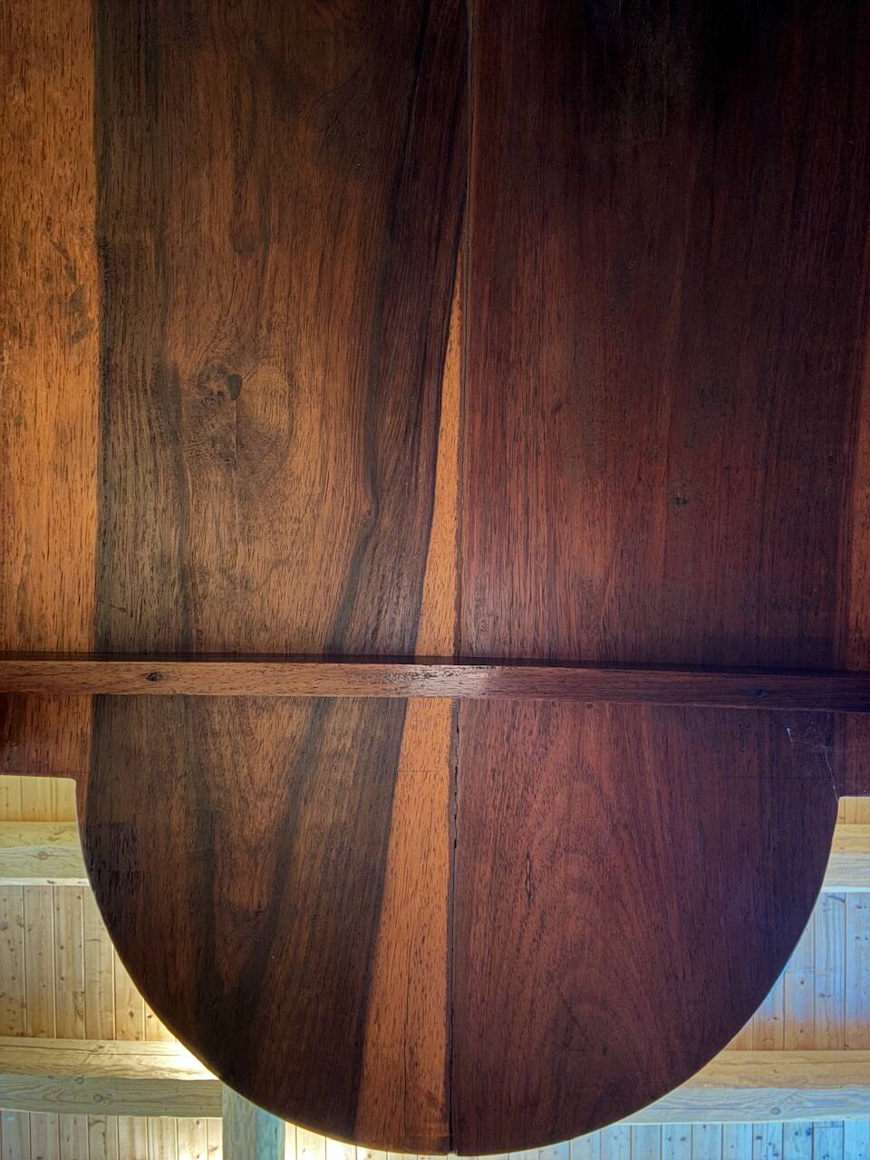 Console in rosewood and burl, early 20th century