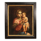 Antique religious painting Virgin with child from 17th century