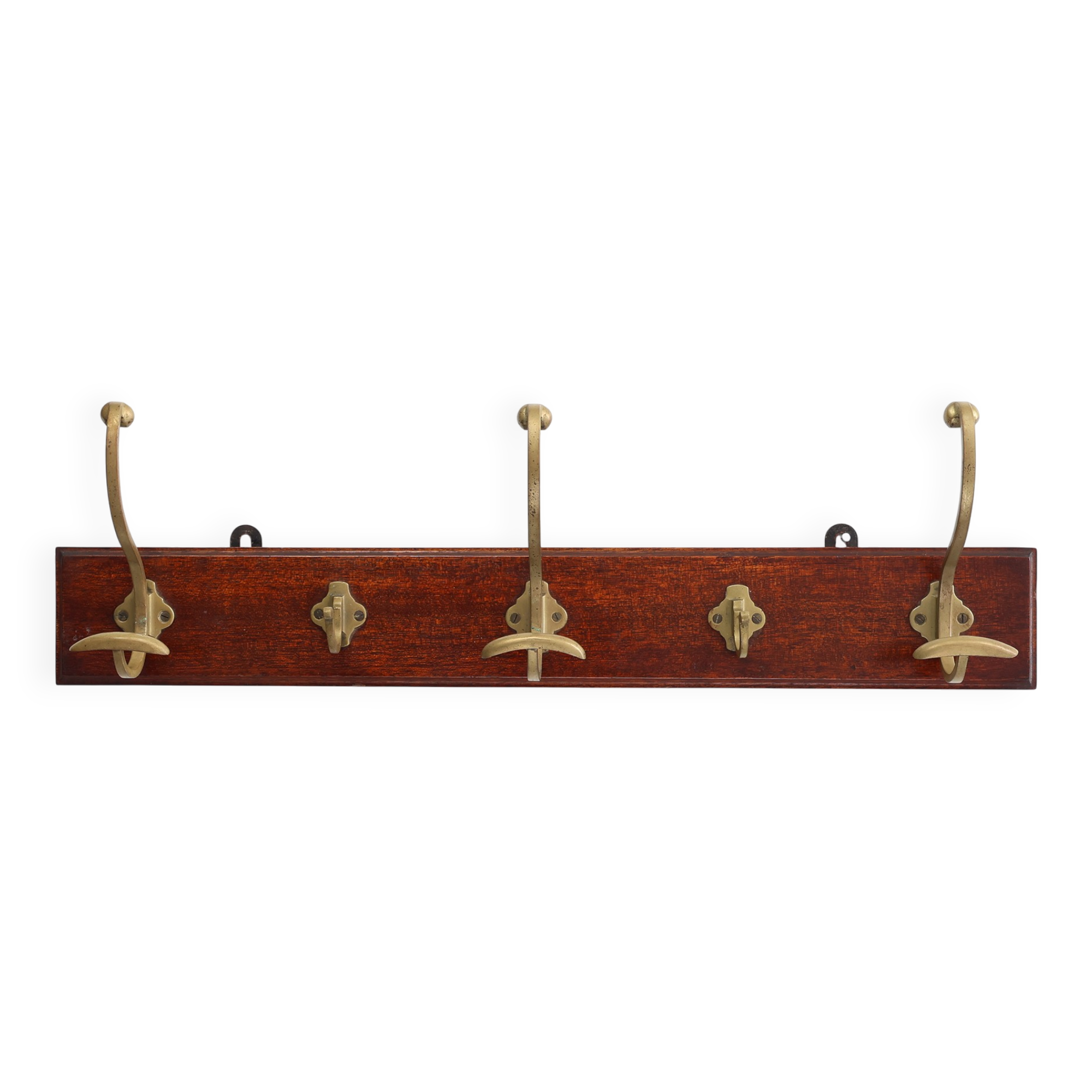 Art Nouveau coatrack in brass and oak, France ca. 1900