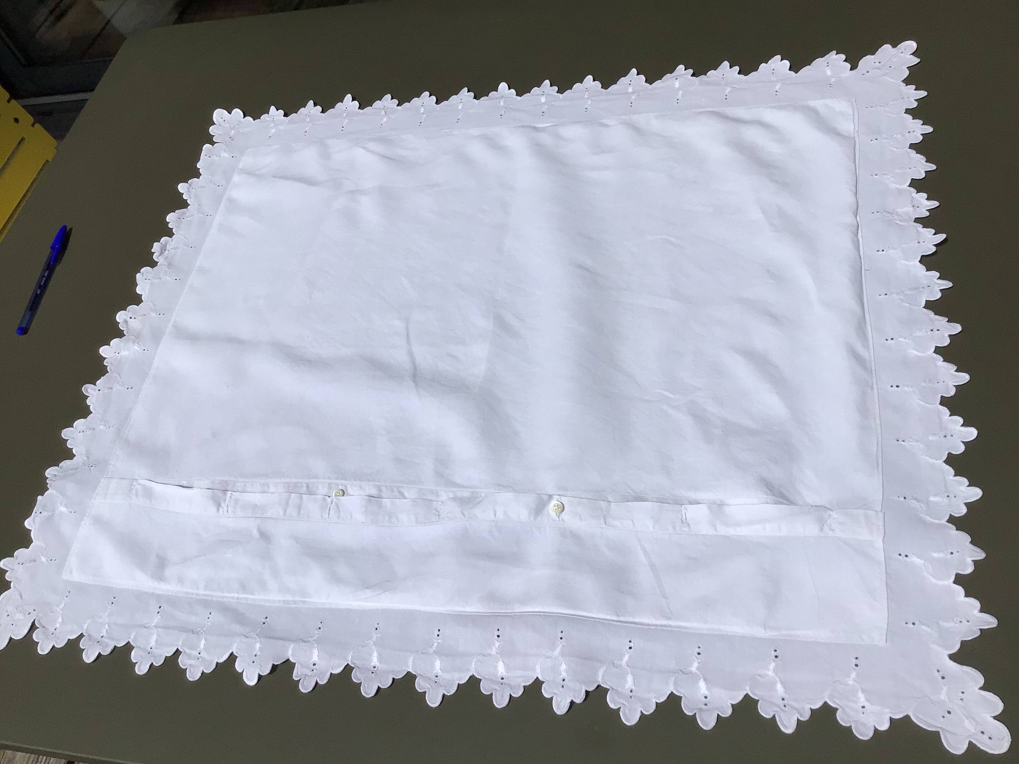 Pillowcase AB scalloped edge English embroidery tulips