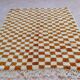 Berber rug in brown and beige check pattern - 206 x 154 cm