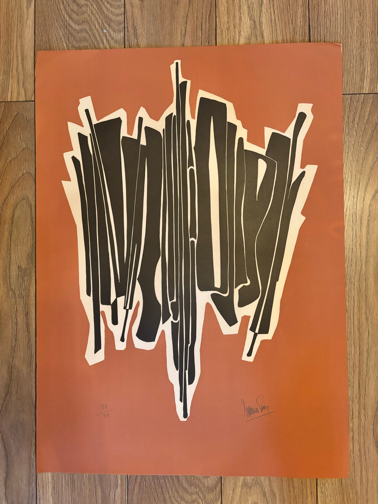 Original Abstract Lithograph Antonia Pino 1970. Signed Numbered 8