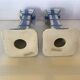 Pair of candlesticks patterns dish towels blue tiles