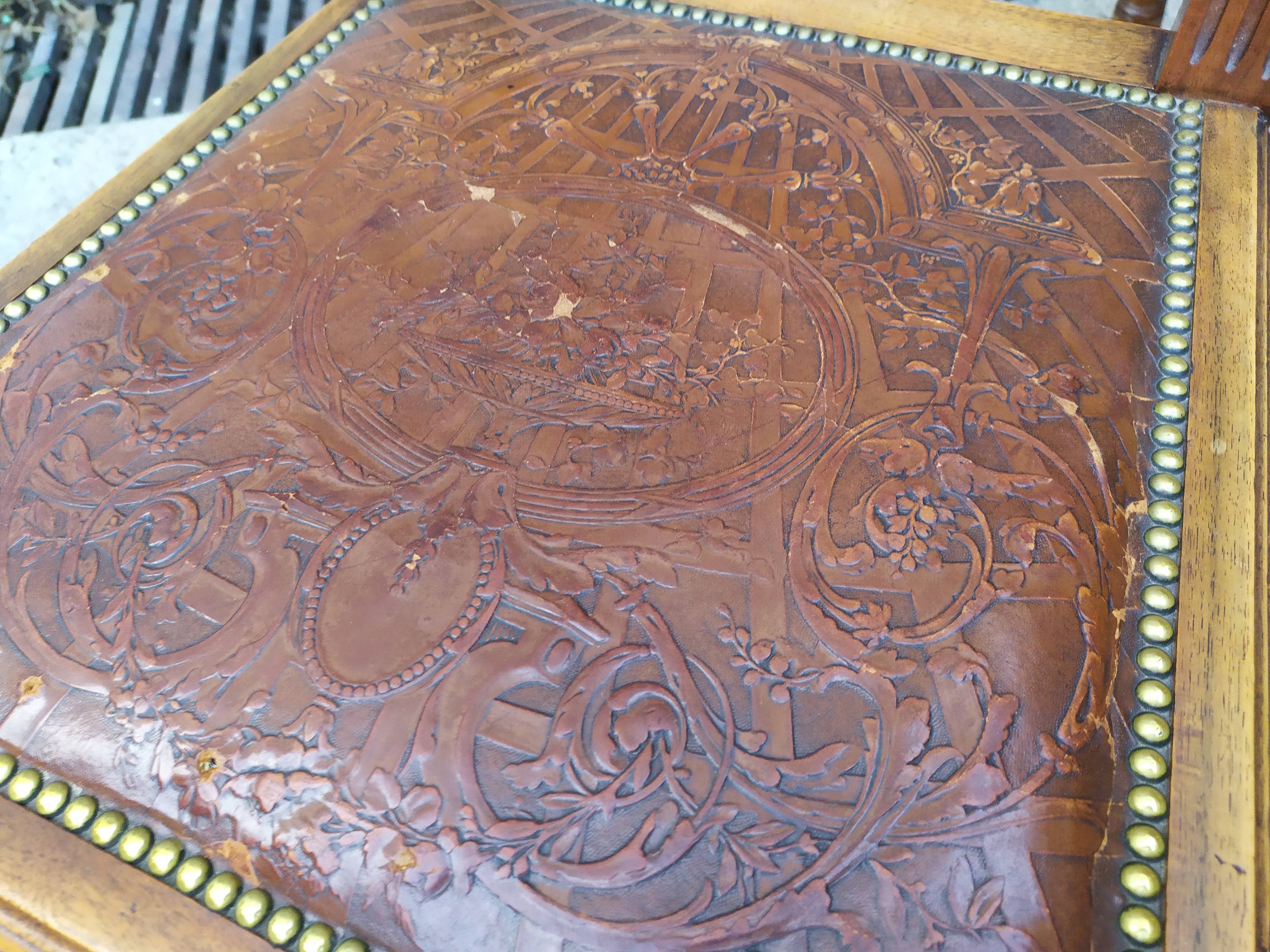 4 Louis XVI leather chairs