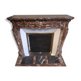 Red marble fireplace