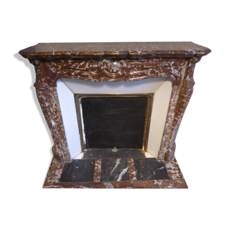 Red marble fireplace