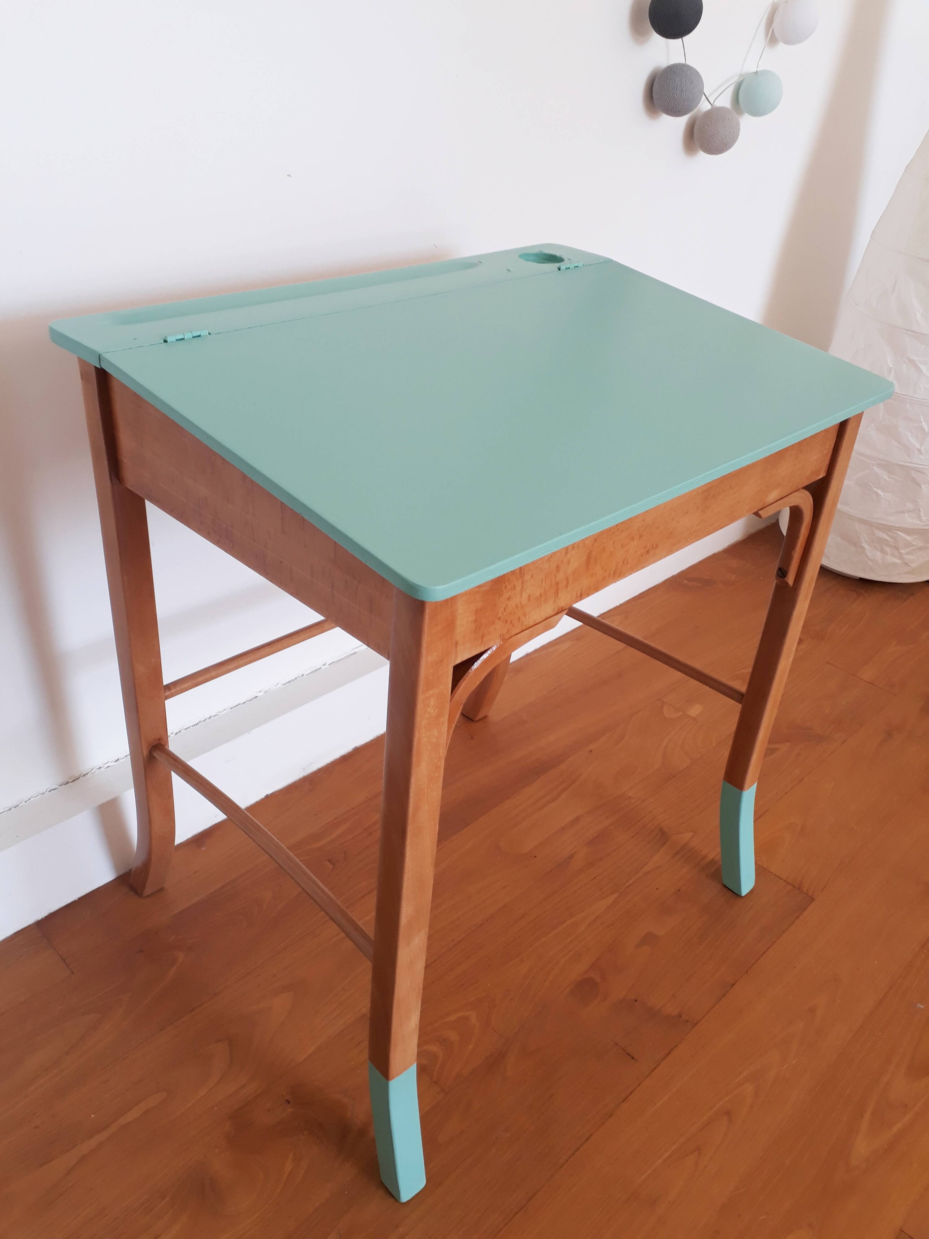 Bureau pupitre enfant Baumann années 50 vert
