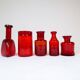 Collection of five rare red vases by Erik Hoglund, Sweden, 1960s.