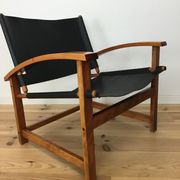 Scandinavian hyllinge Mobler Denmark chair, safari style, leather and wood