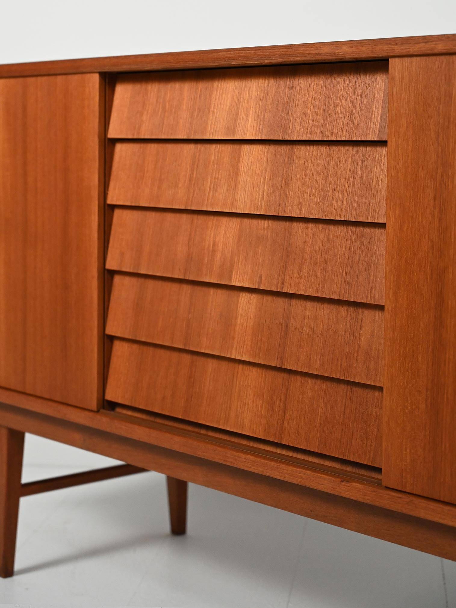 Scandinavian sideboard with louvered drawers, 1950s/60s