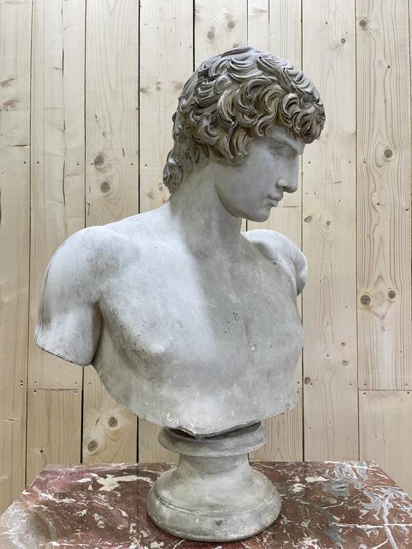 Buste D’Antinous dit Antinoüs Dicouen en plâtre modèle du Louvre