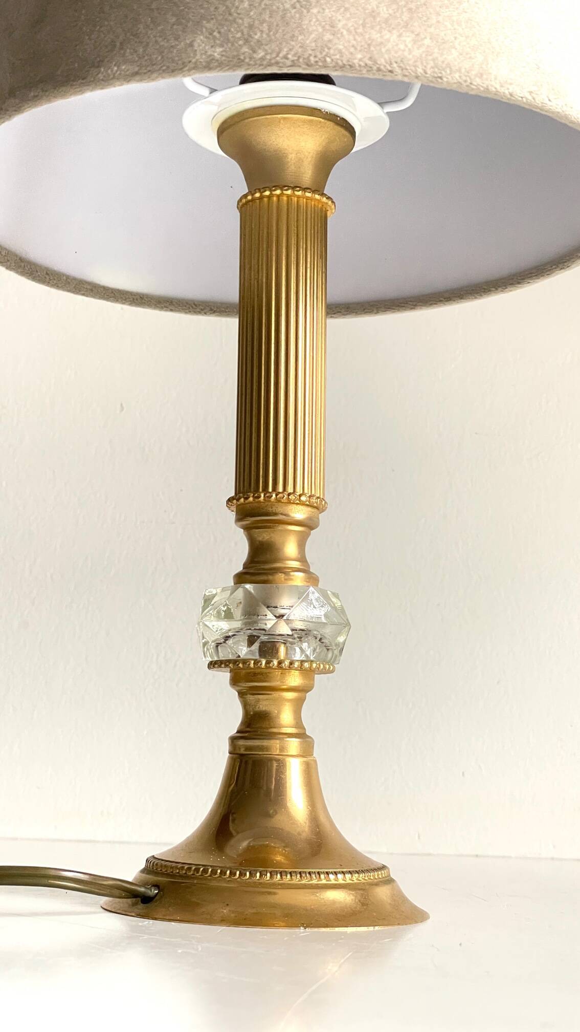 Vintage Crystal and Gold Metal Lamp