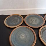 Set of 6 70s Pierre Digan stoneware flat plates