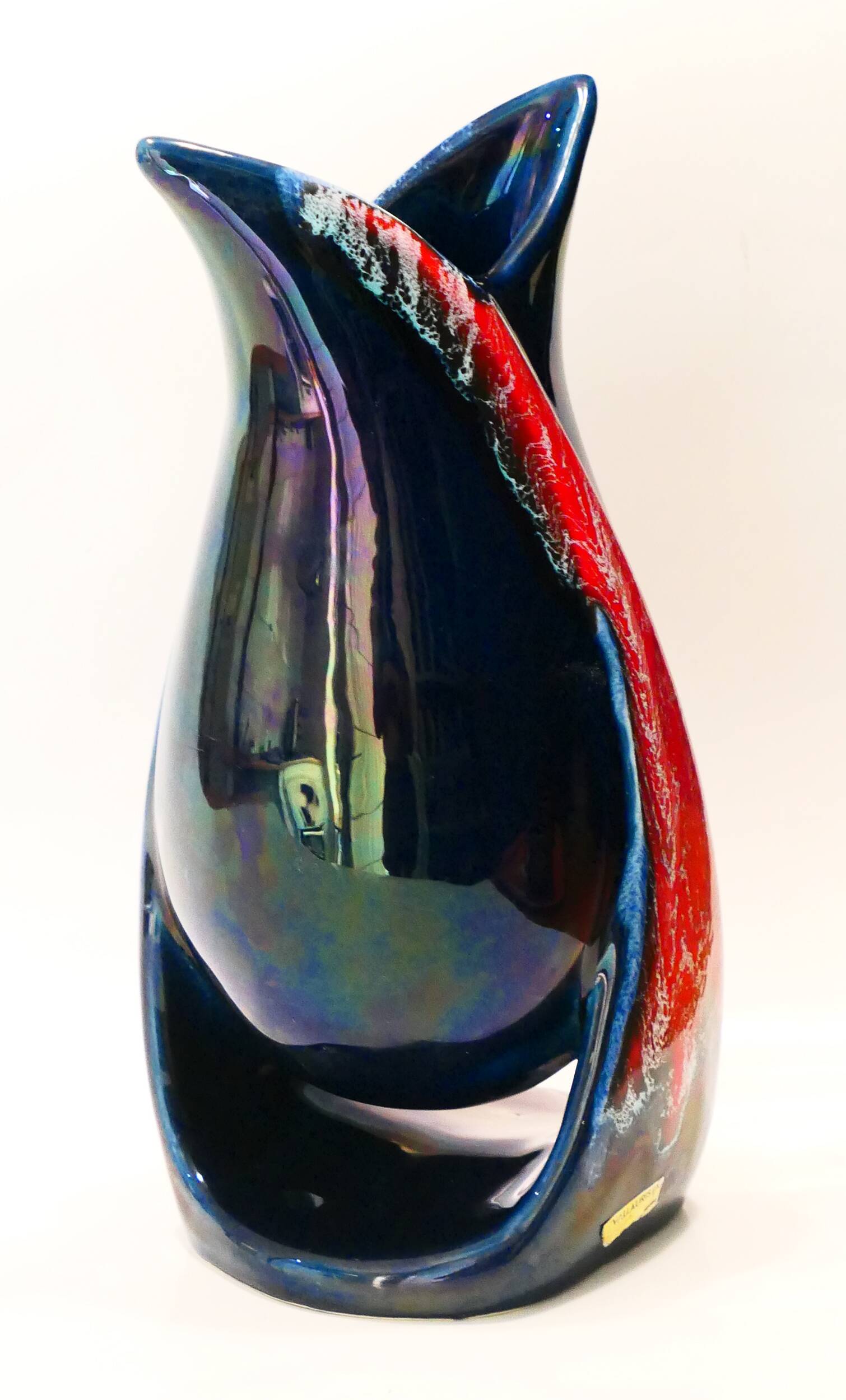 Vase Vallauris forme libre moderniste 1950-60 Bleu rouge