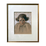 Painting drawing and flange "Young smiling woman" 30's signed L. George